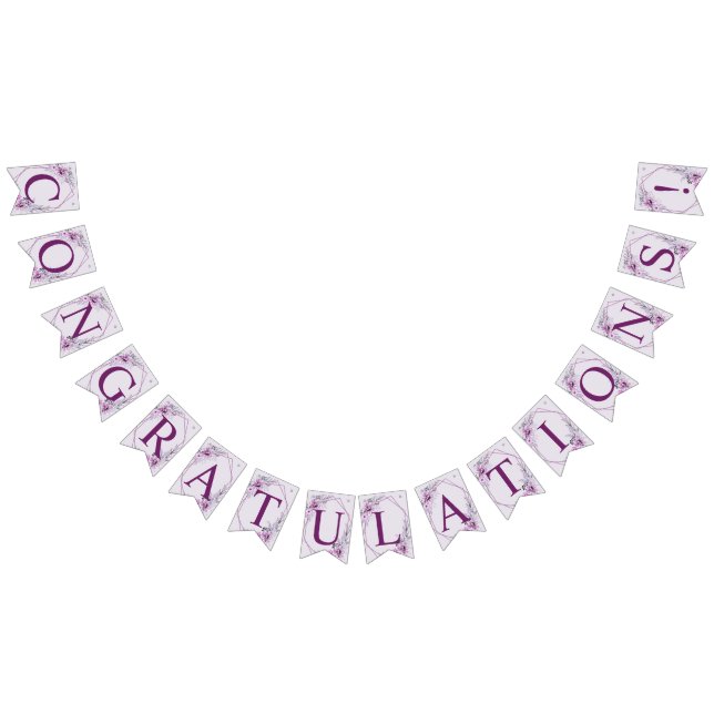 Welcome Wedding Party Pink Floral Violet Purple Bunting Flags (All)