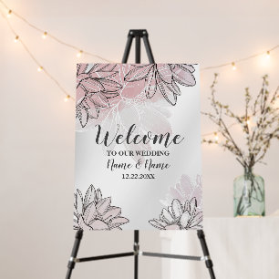 Welcome Wedding Party Pink Flowers Watercolor Foam Board
