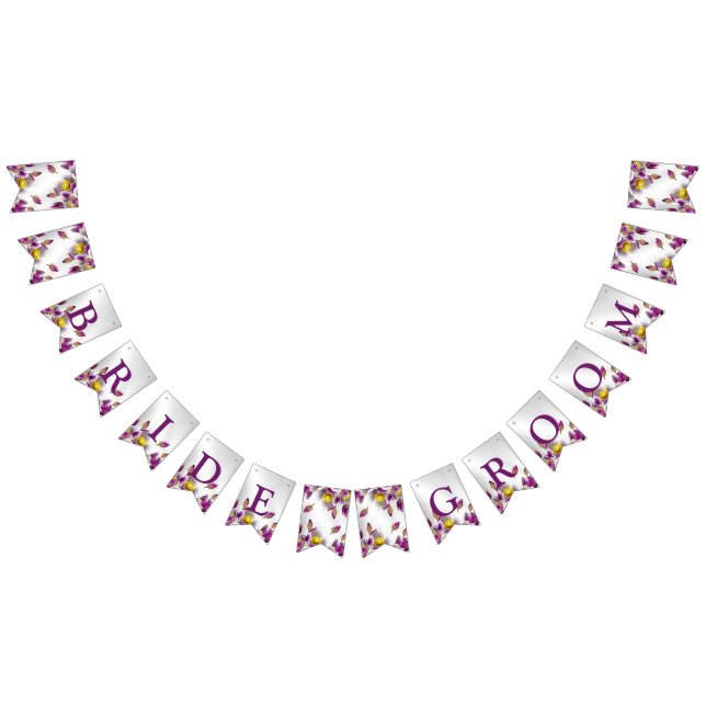 Welcome Wedding Party Pink Purple Silver Elegant Bunting Flags (All)