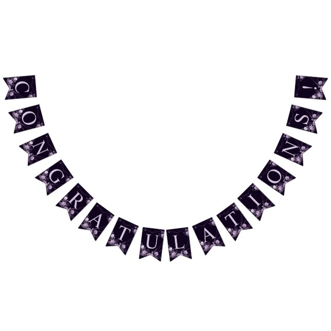 Welcome Wedding Party Purple Floral Violet Frame Bunting Flags (All)