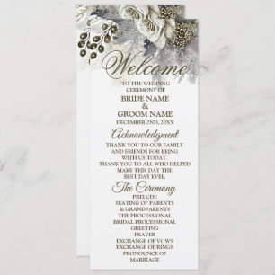 Welcome Wedding Party Silver Golden White Roses Program