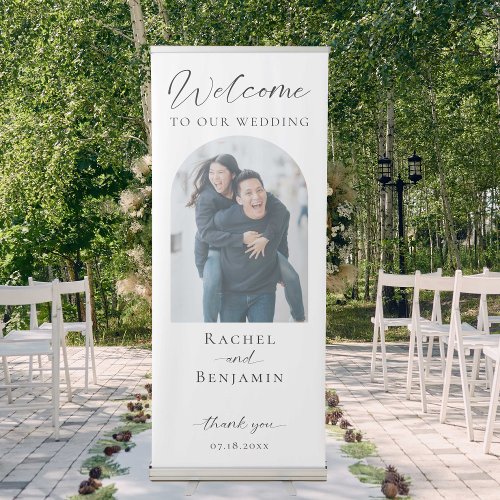 Welcome Wedding Photo Script Elegant Modern Simple Retractable Banner