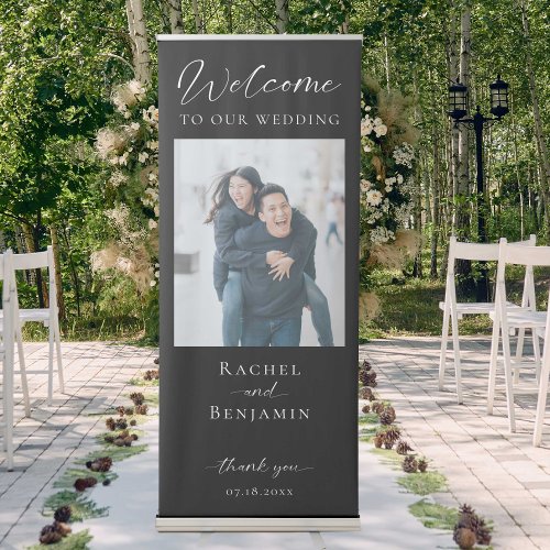 Welcome Wedding Photo Script Elegant Modern Simple Retractable Banner