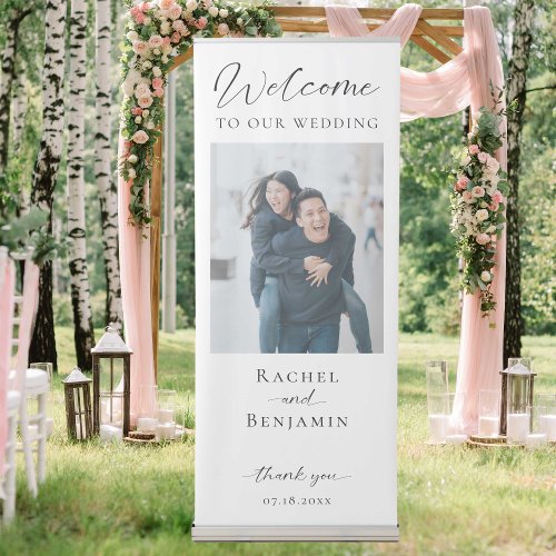 Welcome Wedding Photo Script Elegant Modern Simple Retractable Banner