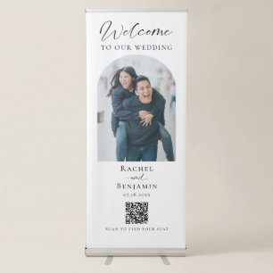Welcome Wedding Photo Script Modern QR Code Retractable Banner