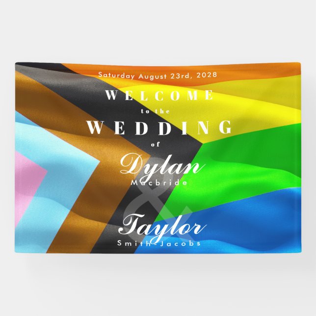Welcome Wedding Pride Flag Typography Banner (Horizontal)