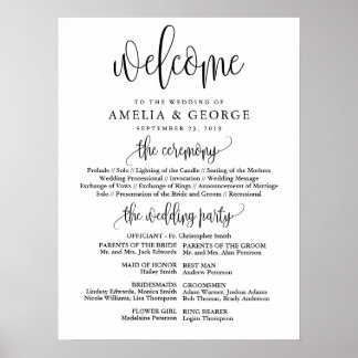 Welcome wedding program sign