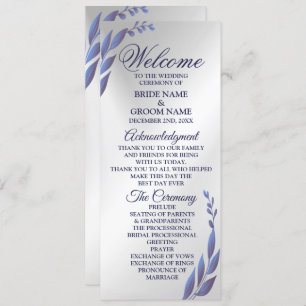 Welcome Wedding Purple Blue Floral Silver Modern Program