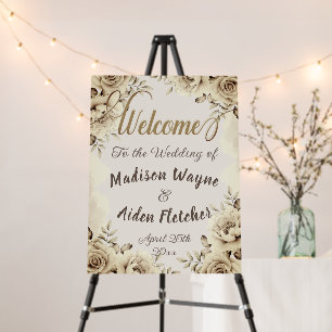 Welcome Wedding Rustic white roses Foam Board
