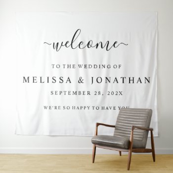 Welcome Wedding Sign Black Gold Tapestry by Vineyard at Zazzle