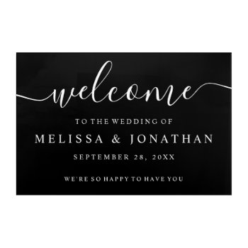 Welcome Wedding Sign Black White  Acrylic Print by Vineyard at Zazzle