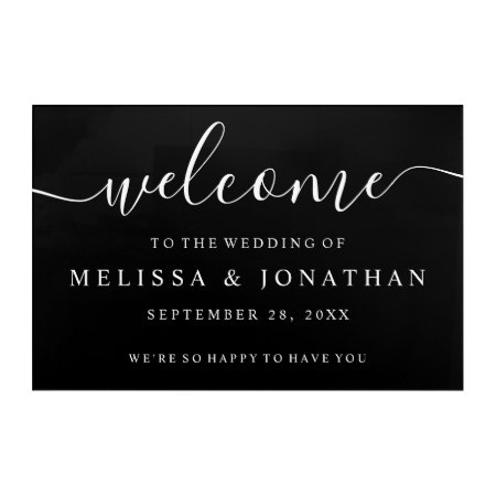 Welcome Wedding Sign Black White  Acrylic Print