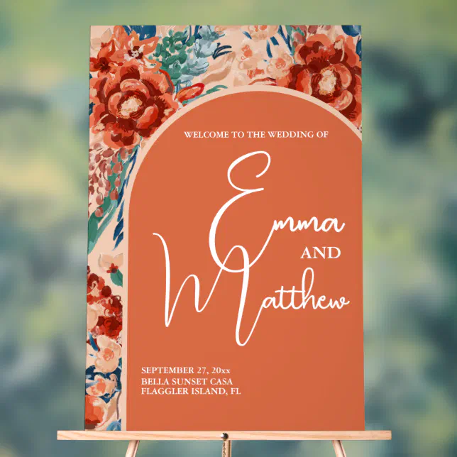 Welcome Wedding Sign | Boho Terracotta Floral
