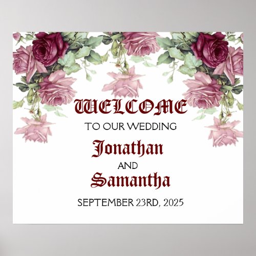 Welcome Wedding Sign Floral wedding Sign