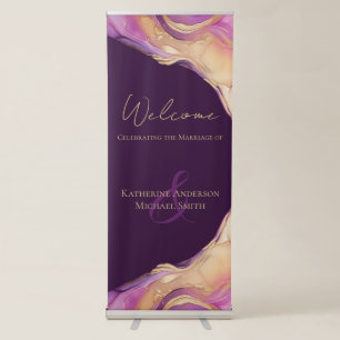 Welcome Wedding Sign-Modern Purple and Gold Retractable Banner