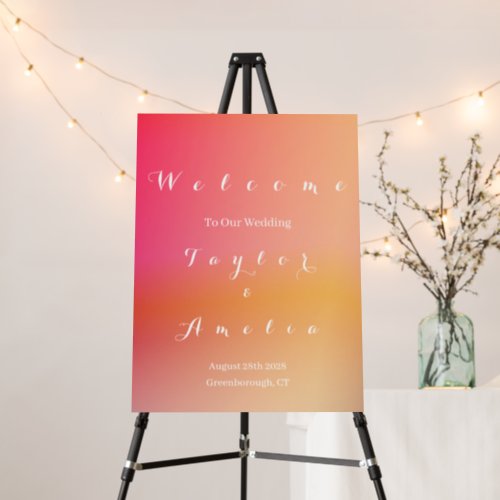 Welcome Wedding Sign Modern Sunset Ombre