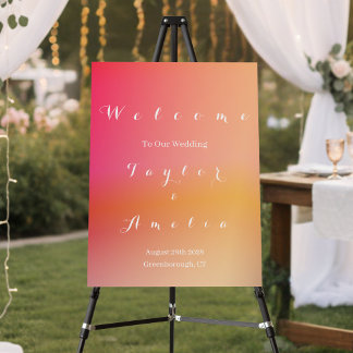 Welcome Wedding Sign Modern Sunset Ombre