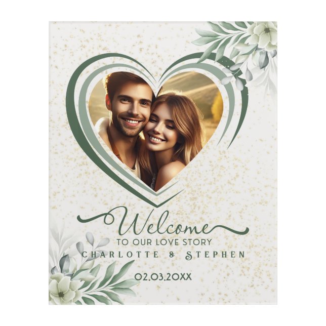 Welcome Wedding Sign Our Love Personalized Photo  Acrylic Print (Front)