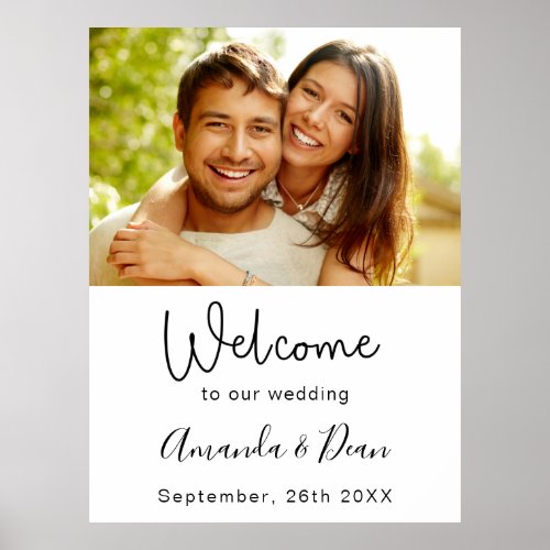 Welcome wedding sign photo script white