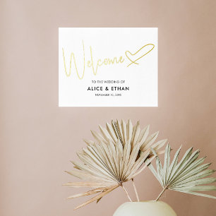 Welcome Wedding Sign Signature Script Heart