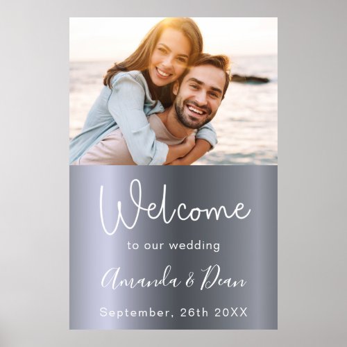 Welcome wedding sign silver photo script