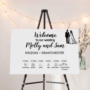 Welcome Wedding Sign Timeline Bride & Groom