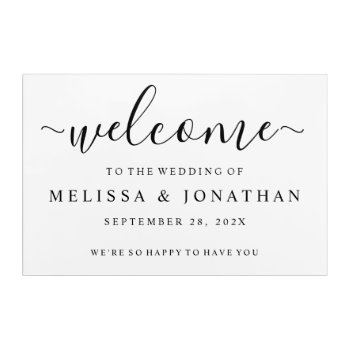Welcome Wedding Sign White Black Acrylic Print by Vineyard at Zazzle