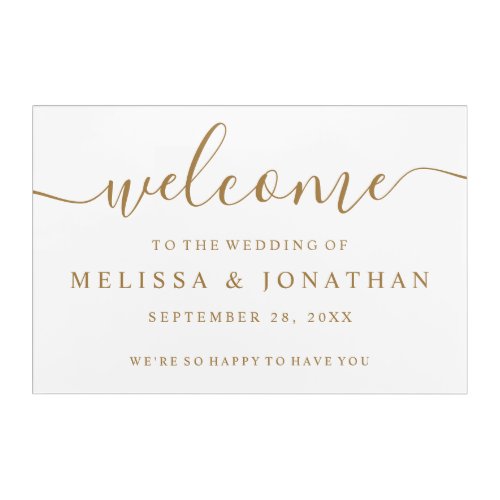 Welcome Wedding Sign White Gold Acrylic Print