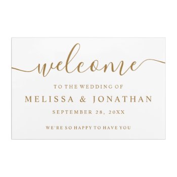 Welcome Wedding Sign White Gold Acrylic Print by Vineyard at Zazzle