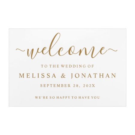 Welcome Wedding Sign White Gold Acrylic Print
