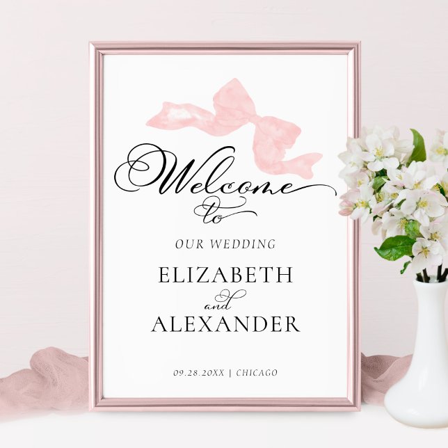 Welcome Wedding Signs | Pink Bow Calligraphy (Creator Uploaded)