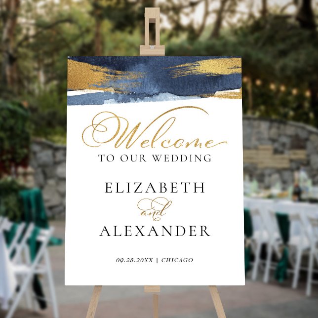 Welcome Wedding Signs | Watercolor Abstract Gilded (Creator Uploaded)