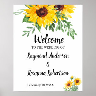 Welcome Wedding Sunflowers Greenery Sign