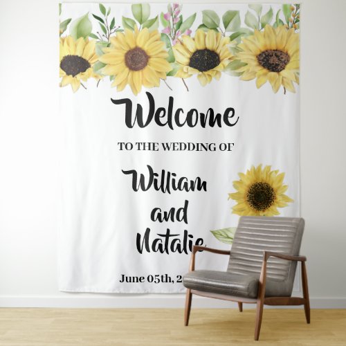 Welcome Wedding Sunflowers Tapestry