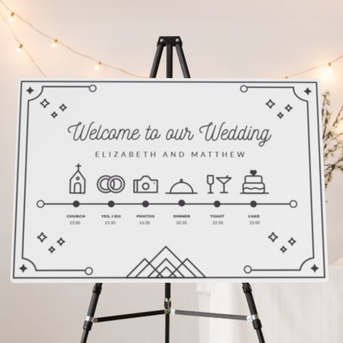 Welcome Wedding Timeline Modern Chic Foam Board