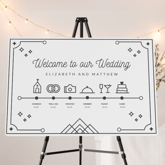 Welcome Wedding Timeline Modern Chic Foam Board (In Situ (Stand))