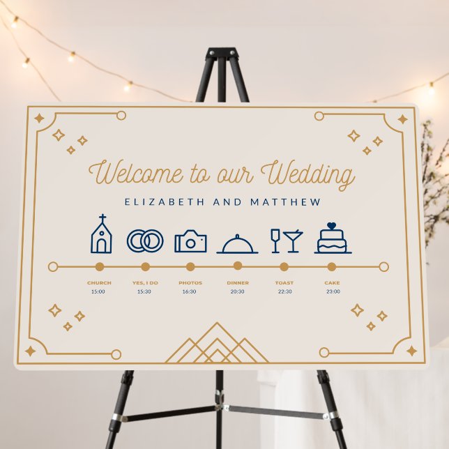 Welcome Wedding Timeline Modern Chic Foam Board (In Situ (Stand))