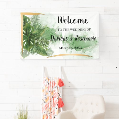 Welcome Wedding Tropical Palm Banner