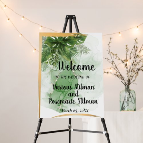 Welcome Wedding Tropical Palm Sign