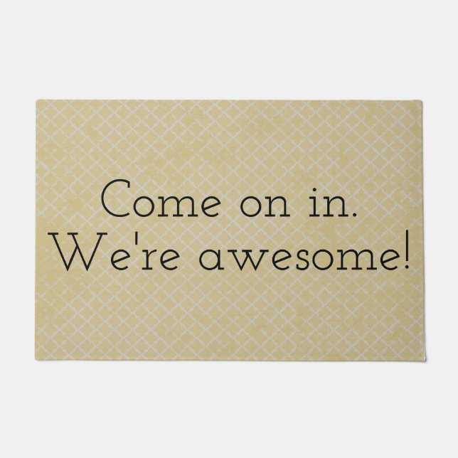 Welcome We're Awesome Doormat Door Mat (Front)