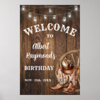 Welcome Western Cowboy Boots Hat Birthday