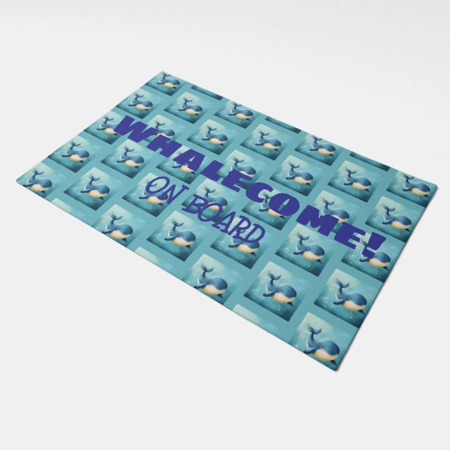 Welcome, Whales, New Home, Boat, Custom Door Mat (Angled)
