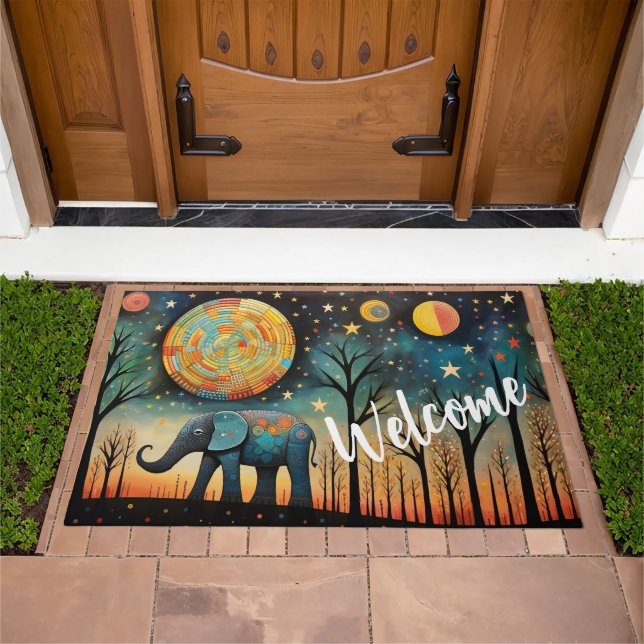 Welcome Whimsical Elephant Doormat (Outdoor)