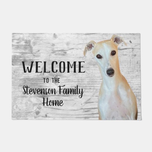 Welcome Whippet Dog Animal Family Name Home Doormat