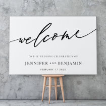 welcome | White Black Calligraphy Simple Wedding Poster