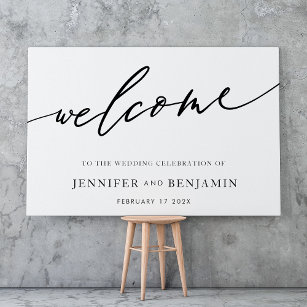 welcome   White Black Calligraphy Simple Wedding Poster