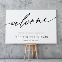 welcome | White Black Calligraphy Simple Wedding
