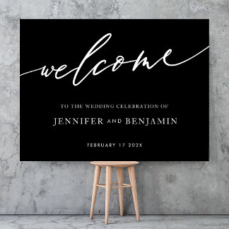 welcome | White Black Calligraphy Simple Wedding Poster