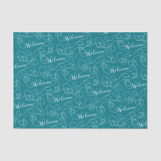 WELCOME white seamless pattern with LINES Tissue Paper (Front)