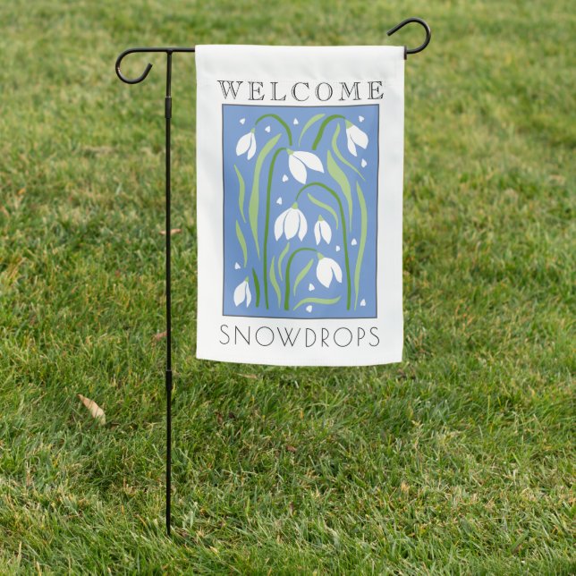 WELCOME White SNOWDROPS Flowers  Garden Flag (In SItu)